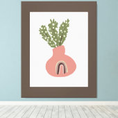 Boho Rainbow Natural Terracotta Pot Plant Lovers Canvas Afdruk (Insitu (Houten vloer))