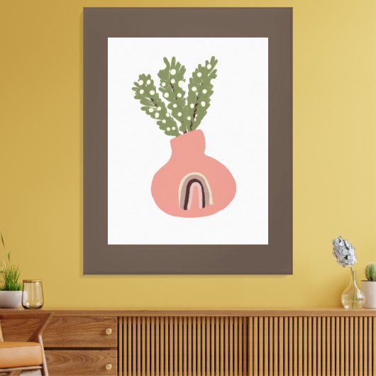 Boho Rainbow Natural Terracotta Pot Plant Lovers Canvas Afdruk (Insitu (Woonkamer))