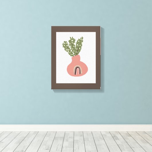 Boho Rainbow Natural Terracotta Pot Plant Lovers Canvas Afdruk (Insitu (Houten vloer))