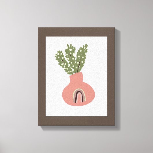 Boho Rainbow Natural Terracotta Pot Plant Lovers Canvas Afdruk (Voorkant)