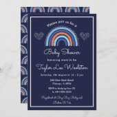 Boho Rainbow Navy Blue Baby shower Kaart (Voorkant / Achterkant)