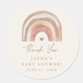 Boho Rainbow Neutral Baby shower Dank u Ronde Sticker (Voorkant)