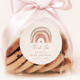 Boho Rainbow Neutral Baby shower Dank u Ronde Sticker