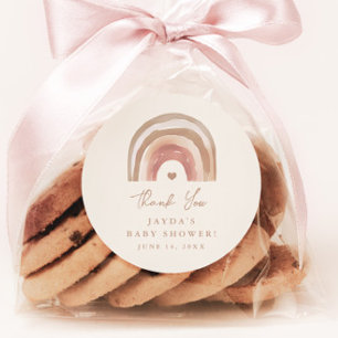 Boho Rainbow Neutral Baby shower Dank u Ronde Sticker