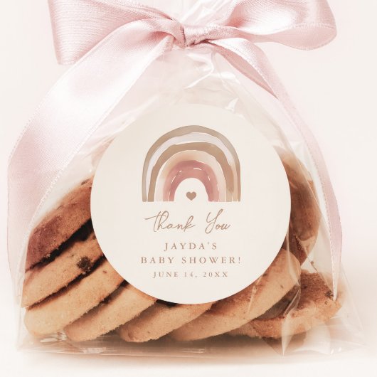 Boho Rainbow Neutral Baby shower Dank u Ronde Sticker