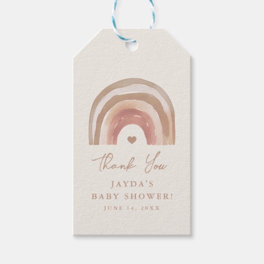 Boho Rainbow Neutral Baby shower Dank u voor uw pl Cadeaulabel (Voorkant)
