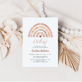 Boho Rainbow Neutral Baby shower Invitation Kaart