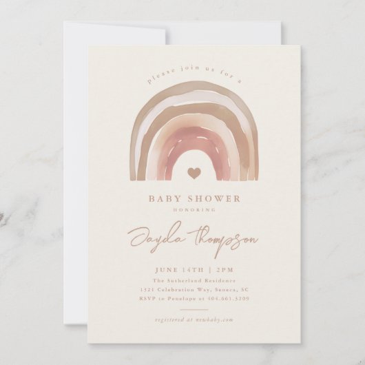 Boho Rainbow Neutral Baby shower Kaart (Voorkant)
