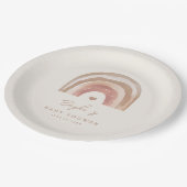 Boho Rainbow Neutral Baby shower Papieren Bordje (Gekanteld)