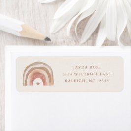 Boho Rainbow Neutral Baby shower Retouradres Etiket