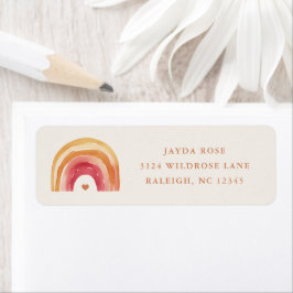 Boho Rainbow Neutral Baby shower Retouradres Etiket