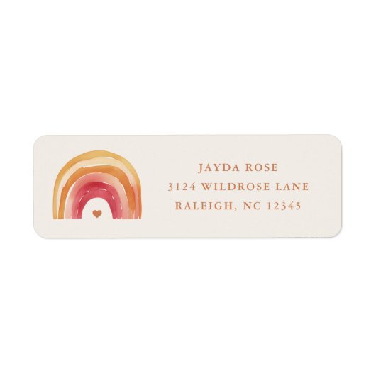 Boho Rainbow Neutral Baby shower Retouradres Etiket (Voorkant)