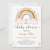 Boho Rainbow Neutral Gold Baby shower Kaart (Voorkant)