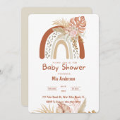 Boho Rainbow Neutral Pampas Grass Baby shower Kaart (Voorkant / Achterkant)