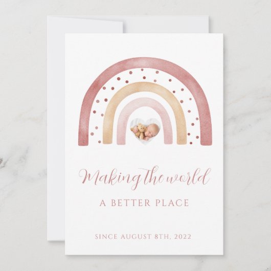 Boho Rainbow Newborn Aankondiging Kaarten (Voorkant)