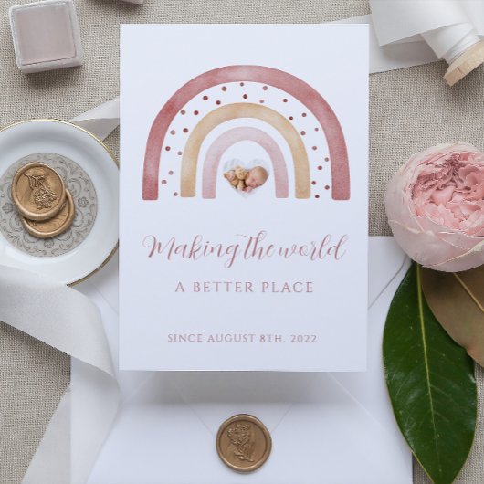 Boho Rainbow Newborn Aankondiging Kaarten