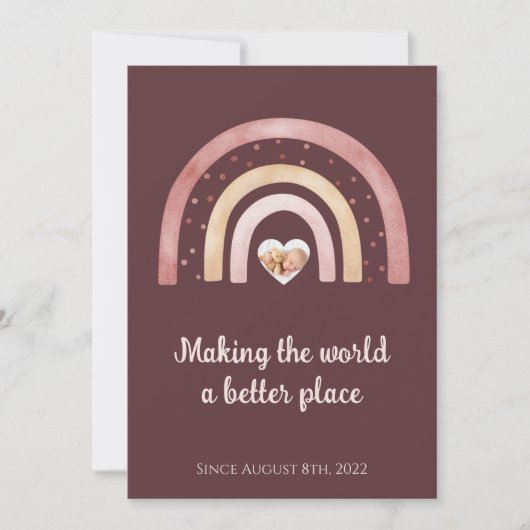 Boho Rainbow Newborn Mededelingen Kaart (Voorkant)