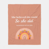 Boho Rainbow Nurse Inspirerend Ze gelooft naam Fleece Deken (Voorkant)