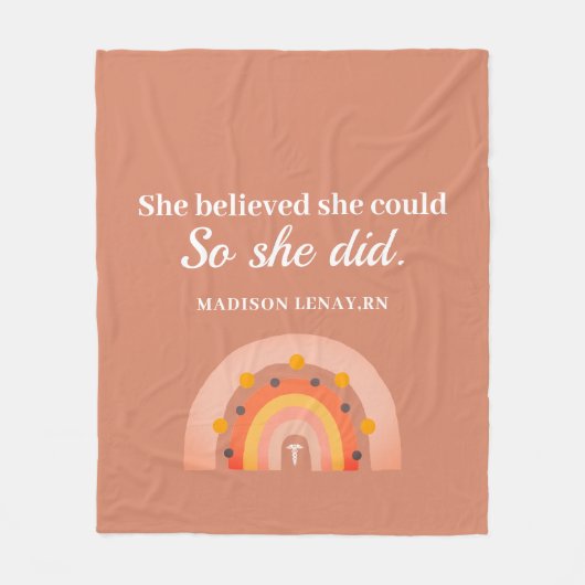 Boho Rainbow Nurse Inspirerend Ze gelooft naam Fleece Deken (Voorkant)