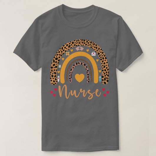 Boho Rainbow Nurse School Nurse Boho Leopard Rainb T-shirt (Design voorkant)