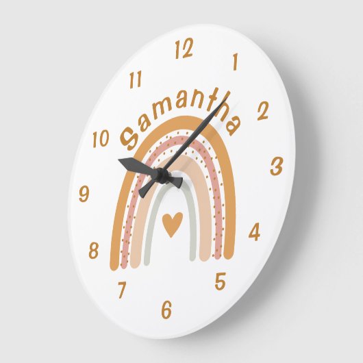Boho Rainbow Nursery Name Wall Clock Grote Klok (Hoek)