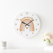 Boho Rainbow Nursery Name Wall Clock Grote Klok (Huis)