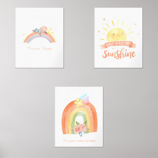 Boho Rainbow Nursery Room Decor Muurkunst Sets