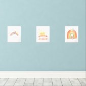 Boho Rainbow Nursery Room Decor Muurkunst Sets (Houten vloer)