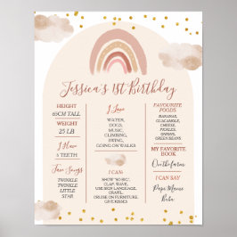 Boho Rainbow Onederful 1e jaar verjaardag mijlpaal Poster