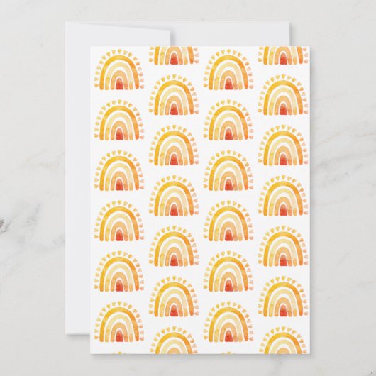 Boho Rainbow Oranje Gold Kind Birthday Party Kaart (Achterkant)