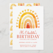 Boho Rainbow Oranje Gold Kind Birthday Party Kaart (Voorkant / Achterkant)