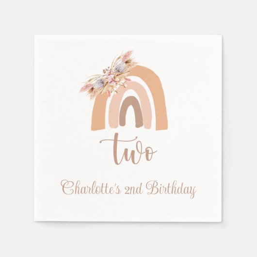 Boho Rainbow Pampas Grass Birthday Party Servet (Voorkant)