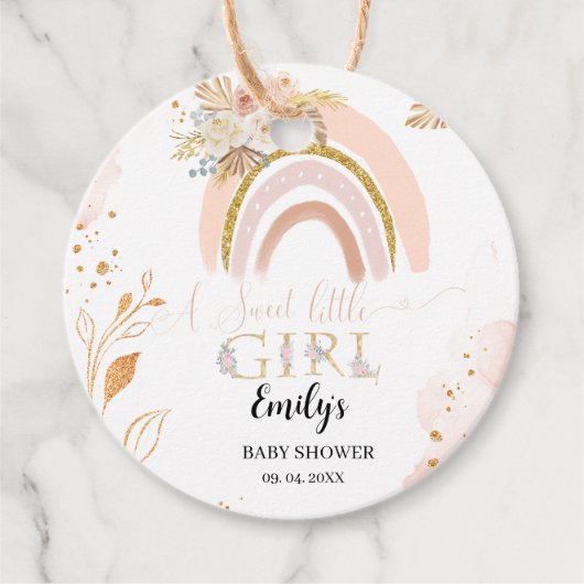 Boho Rainbow Pampas Grass Dank u Baby shower Bedankjes Labels (Voorkant)