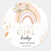 Boho Rainbow Pampas Grass Dank u Baby shower Ronde Sticker (Voorkant)