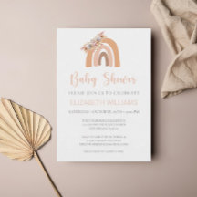 Boho Rainbow Pampas Grass Floral Pink Baby shower