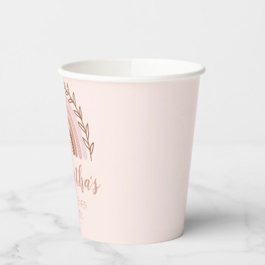 Boho Rainbow Paper Cups, Terracotta Dusty Pink Papieren Bekers (Links)