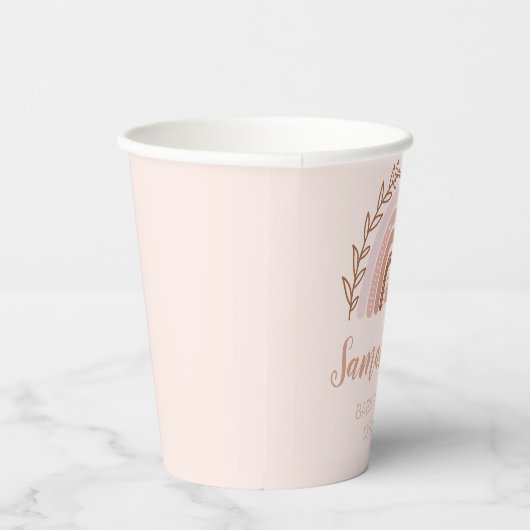 Boho Rainbow Paper Cups, Terracotta Dusty Pink Papieren Bekers (Rechts)