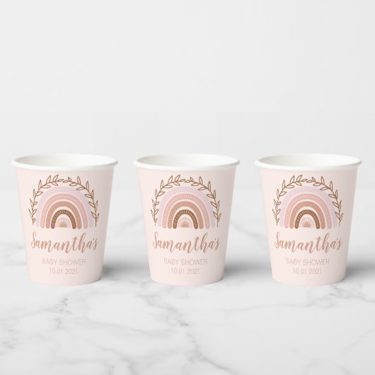 Boho Rainbow Paper Cups, Terracotta Dusty Pink Papieren Bekers (Multi)