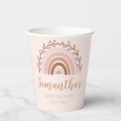 Boho Rainbow Paper Cups, Terracotta Dusty Pink Papieren Bekers (Voorkant)