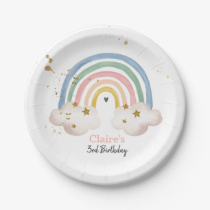 Boho Rainbow Party Rainbow Birthday Pastel Modern Papieren Bordje