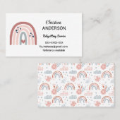 Boho Rainbow Pastel Heart Babysitting Visitekaartje (Voorkant / Achterkant)