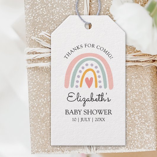 Boho Rainbow | Pastel Minimalist Baby Shower girl Cadeaulabel