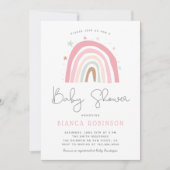 Boho Rainbow Pastel Pink Girl Baby shower Kaart (Voorkant)