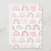 Boho Rainbow Pastel Pink Girl Baby shower Kaart (Achterkant)
