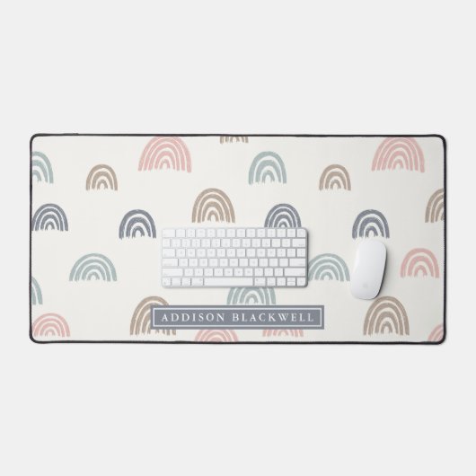 Boho Rainbow Patroon Leraar Naam Desk Mat (Keyboard & Muis)
