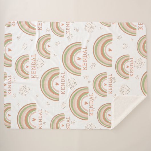 Boho Rainbow Pattern Automatisch aangepaste naam r Sherpa Deken (Voorkant (horizontaal))
