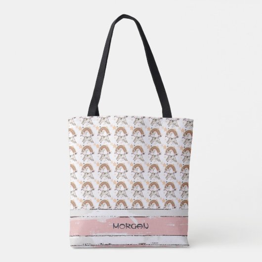 Boho Rainbow Pattern Canvas tas met zachte pastel (Achterkant)