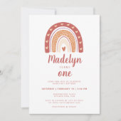 Boho Rainbow Pattern First Birthday Kaart (Voorkant)