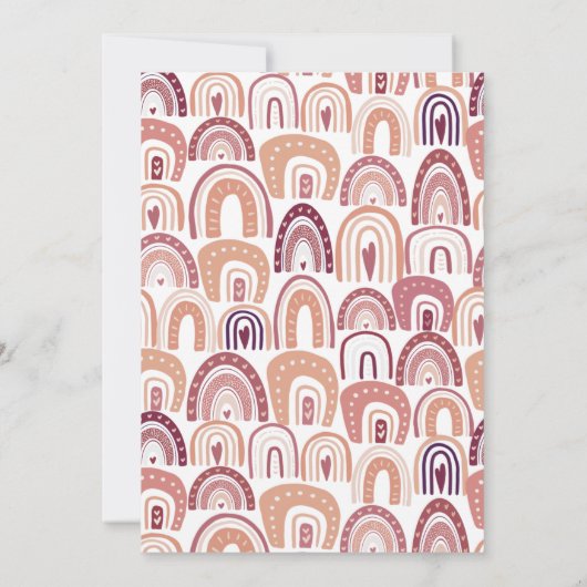 Boho Rainbow Pattern First Birthday Kaart (Achterkant)