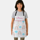 Boho rainbow pattern with clouds pastel Girls  Schort (Insitu)